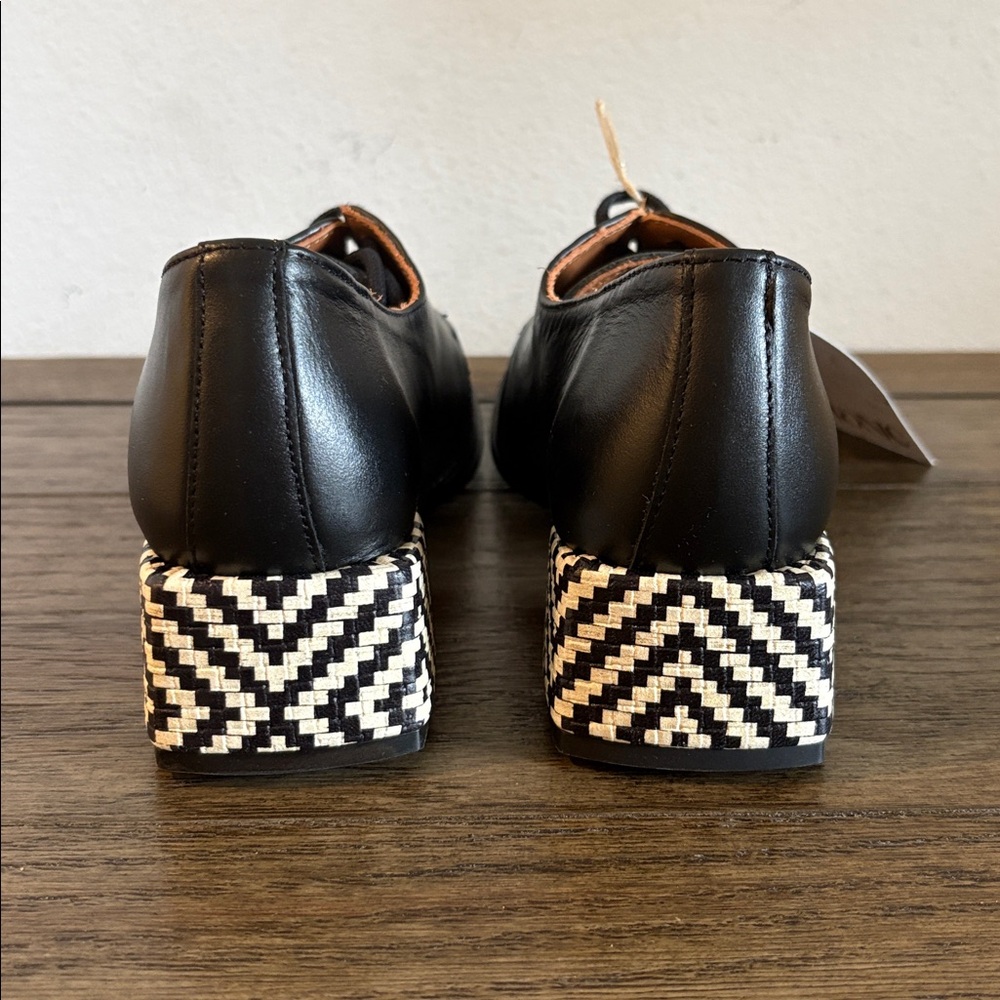 NWT [Nemonic] 2391 Mix Black Derby Almond Toe Heel Loafer Womens EU 37 / US 6.5 - Picture 7 of 13